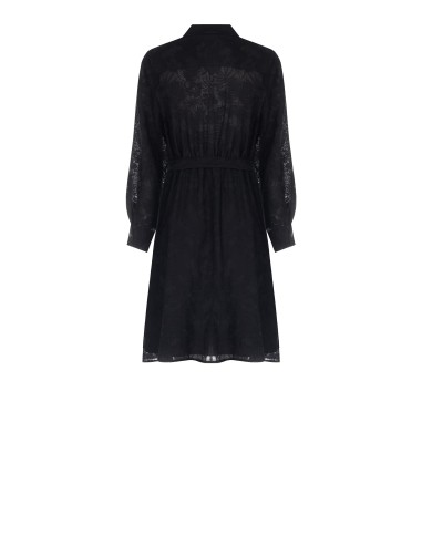 Short Viscose Mixte Chemisier Robe Devoré Avec Ceinture Coordonnée Rinascimento