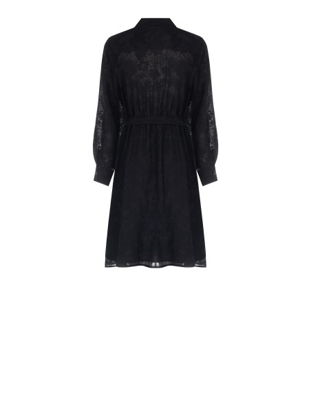 Short Viscose Mixte Chemisier Robe Devoré Avec Ceinture Coordonnée Rinascimento