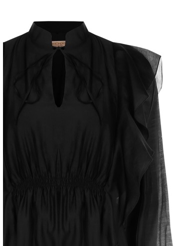 Robe courte en fibres écologiques avec volants et liens Rinascimento