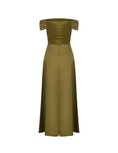 Longue robe bustier en satin avec fentes et fentes latérales Rinascimento