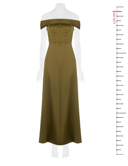 Longue robe bustier en satin avec fentes et fentes latérales Rinascimento