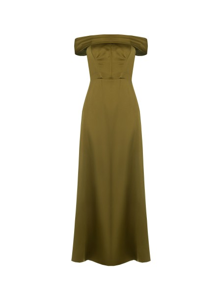 Longue robe bustier en satin avec fentes et fentes latérales Rinascimento