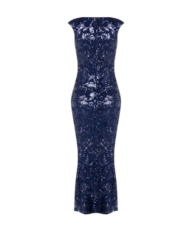 Rinascimento - Robe fourreau longue en maille avec paillettes et fente sur le devant