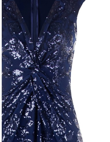 Rinascimento - Robe fourreau longue en maille avec paillettes et fente sur le devant