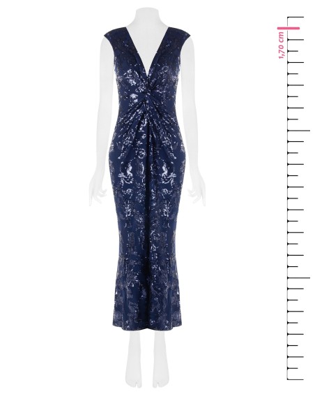 Rinascimento - Robe fourreau longue en maille avec paillettes et fente sur le devant