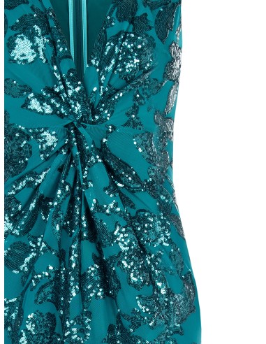 Rinascimento - Robe fourreau longue en maille avec paillettes et fente sur le devant