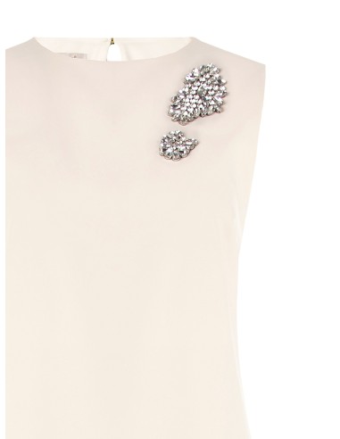 Robe courte et trapue en tissu technique avec ornementation de bijoux Rinascimento