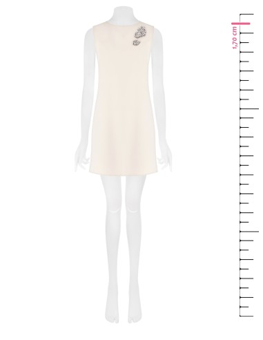 Robe courte et trapue en tissu technique avec ornementation de bijoux Rinascimento