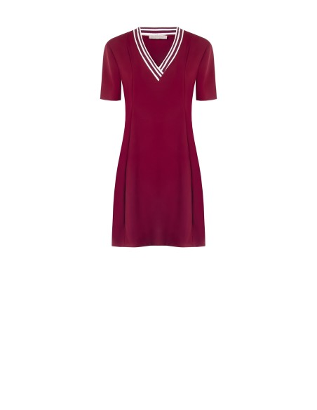 Rinascimento Robe courte à col V en tissu fluide avec volant