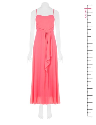 Robe longue drapée en géorgette avec bonnets Rinascimento