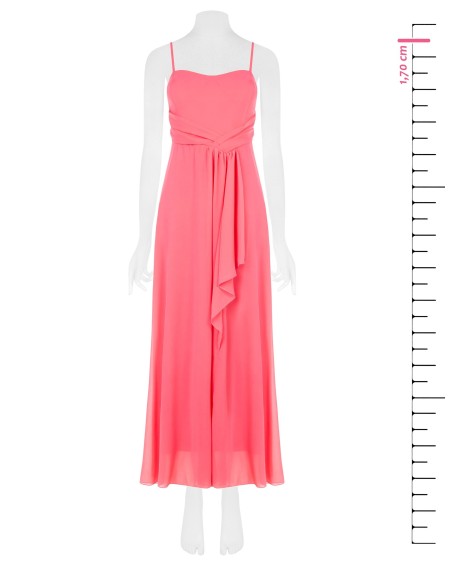 Robe longue drapée en géorgette avec bonnets Rinascimento