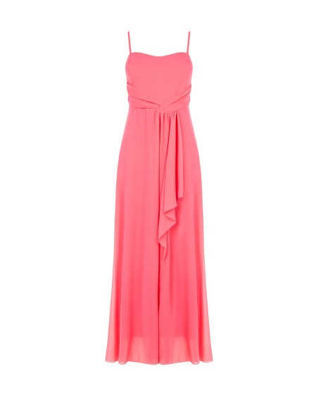 Robe longue drapée en géorgette avec bonnets Rinascimento