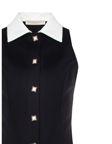 Short Tube Dress In Milan Stitch With Jewel Buttons Rinascimento