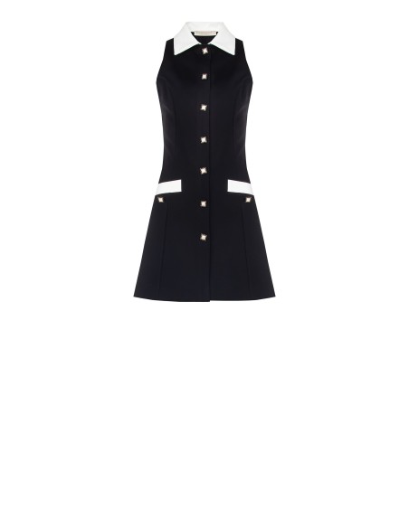 Short Tube Dress In Milan Stitch With Jewel Buttons Rinascimento