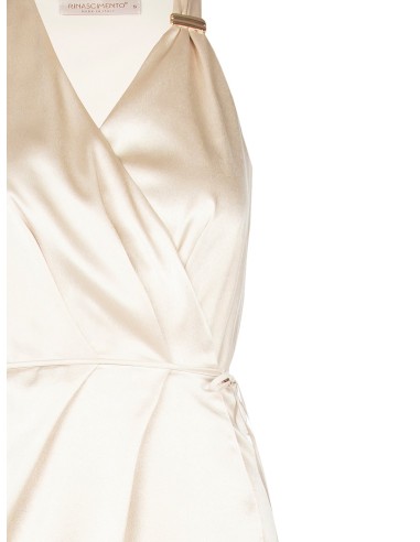 Robe portefeuille courte en satin légèrement froncée Rinascimento