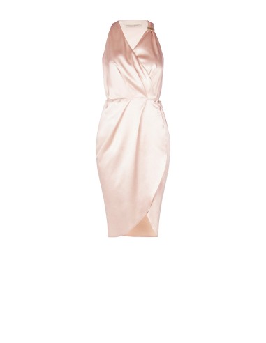 Robe portefeuille courte en satin légèrement froncée Rinascimento