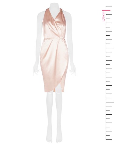 Robe portefeuille courte en satin légèrement froncée Rinascimento