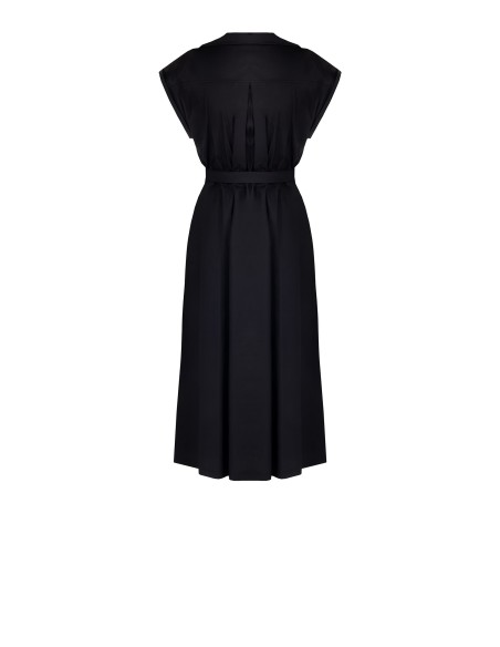 Robe midi en coton et nylon avec encolure en V et ceinture coordonnée Rinascimento