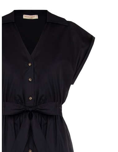 Robe midi en coton et nylon avec encolure en V et ceinture coordonnée Rinascimento