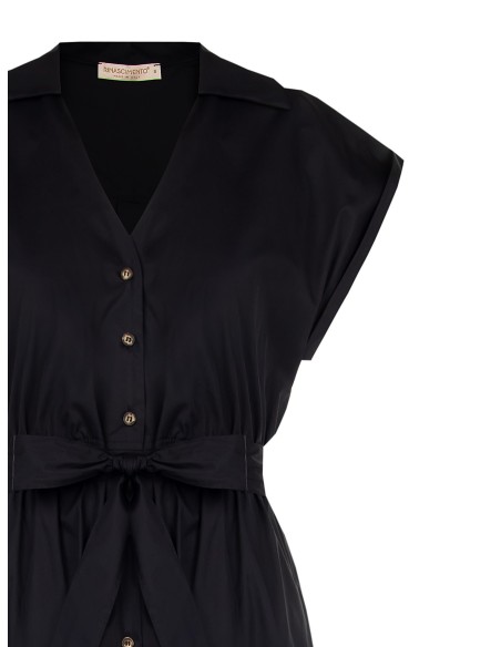 Robe midi en coton et nylon avec encolure en V et ceinture coordonnée Rinascimento