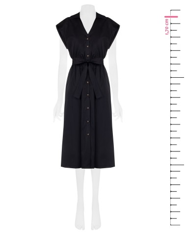 Robe midi en coton et nylon avec encolure en V et ceinture coordonnée Rinascimento