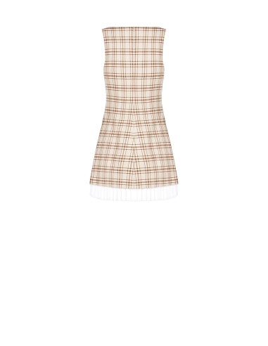 Rinascimento Plaid Polyviscose Short Ruched Dress With Pleat Detail