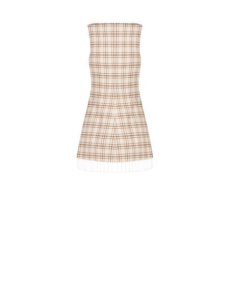 Rinascimento Plaid Polyviscose Short Ruched Dress With Pleat Detail
