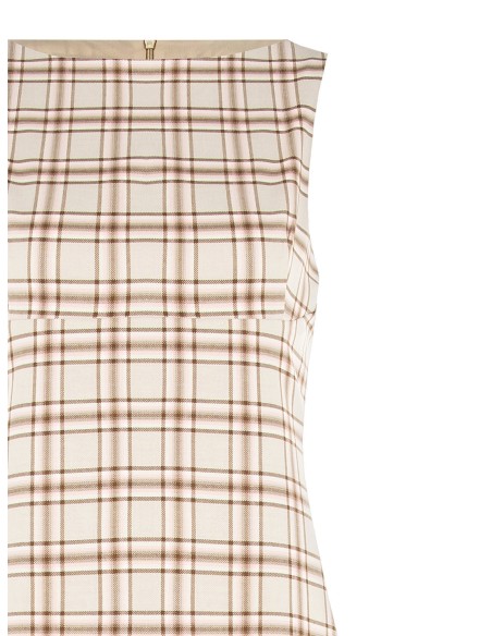 Rinascimento Plaid Polyviscose Short Ruched Dress With Pleat Detail