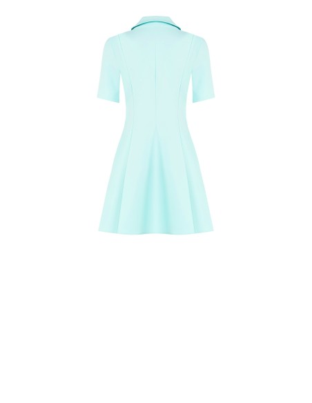 Robe courte évasée en tissu bi-extensible avec encolure en V et nœud en strass sur le col Rinascimento