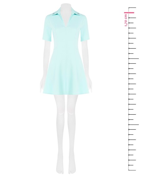 Robe courte évasée en tissu bi-extensible avec encolure en V et nœud en strass sur le col Rinascimento