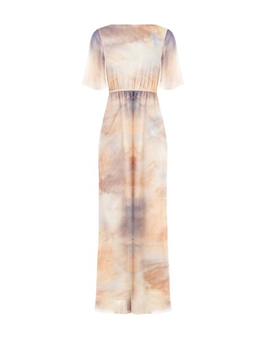 Rinascimento - Robe longue en crépon ombré avec nœud et encolure en V