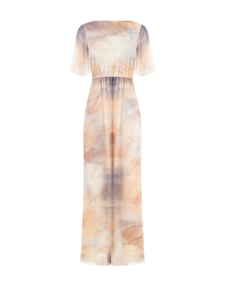 Rinascimento - Robe longue en crépon ombré avec nœud et encolure en V