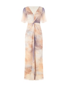 Robe longue en crêpon dégradé avec nœud et décolleté en V Rinascimento