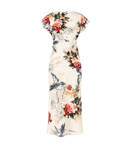 Robe longue cintrée en satin avec décolleté en V Rinascimento