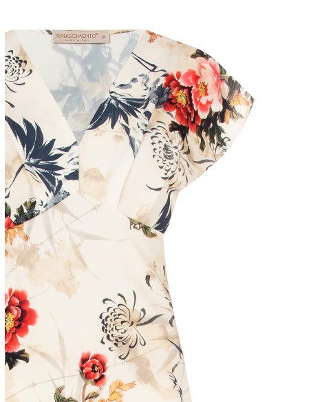Robe longue cintrée en satin avec décolleté en V Rinascimento