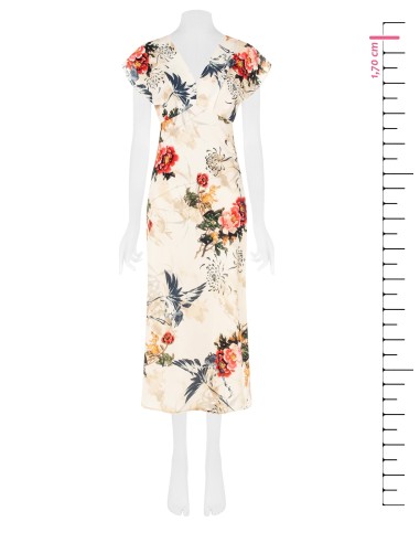 Robe longue cintrée en satin avec décolleté en V Rinascimento