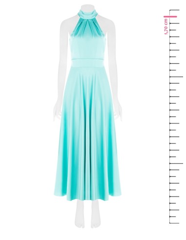 Robe longue évasée en satin avec nœud au cou Rinascimento