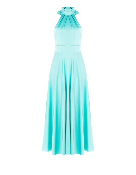 Robe longue évasée en satin avec nœud au cou Rinascimento