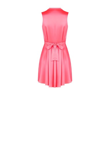 Robe courte évasée en satin avec nœud dans le dos et décolleté bénitier Rinascimento