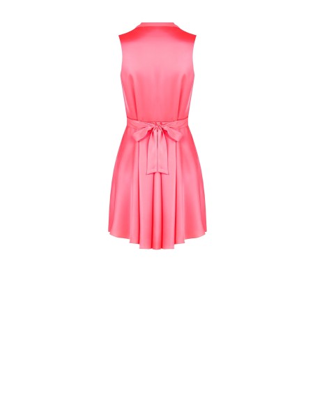 Robe courte évasée en satin avec nœud dans le dos et décolleté bénitier Rinascimento