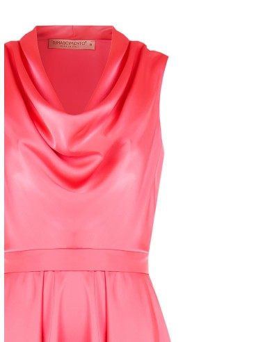 Robe courte évasée en satin avec nœud dans le dos et décolleté bénitier Rinascimento