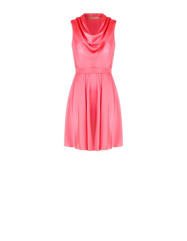 Robe courte évasée en satin avec nœud dans le dos et décolleté bénitier Rinascimento