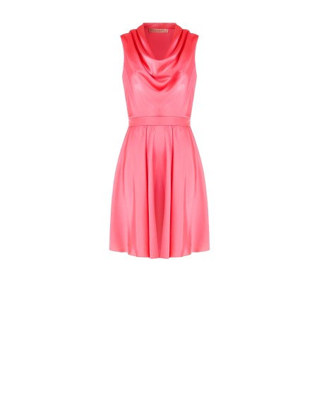 Robe courte évasée en satin avec nœud dans le dos et décolleté bénitier Rinascimento