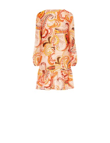 Robe courte trapèze à décolleté en V et volant Rinascimento