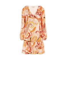 Robe courte trapèze à décolleté en V et volant Rinascimento