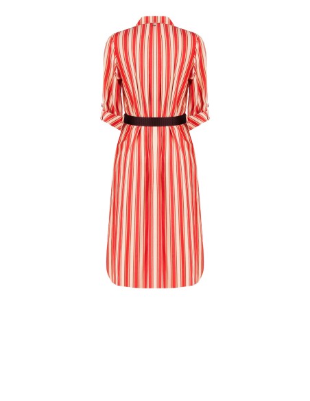 Robe-chemise midi en mélange de viscose et de lin avec ceinture assortie Rinascimento