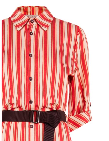 Robe-chemise midi en mélange de viscose et de lin avec ceinture assortie Rinascimento