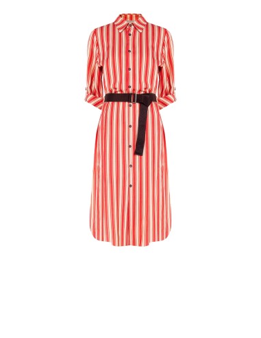 Robe-chemise midi en mélange de viscose et de lin avec ceinture assortie Rinascimento