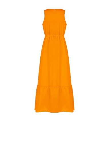Robe longue en coton avec cordon de serrage à la taille et décolleté en V Rinascimento