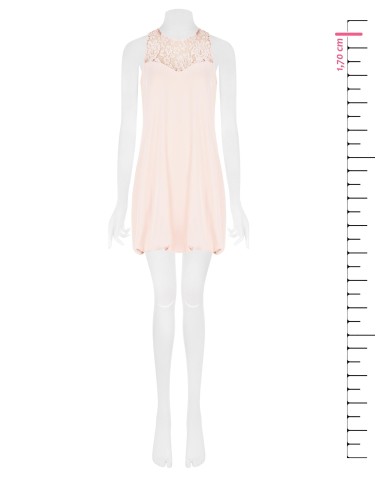 Robe courte bouffante en tissu fluide avec empiècement en dentelle Rinascimento